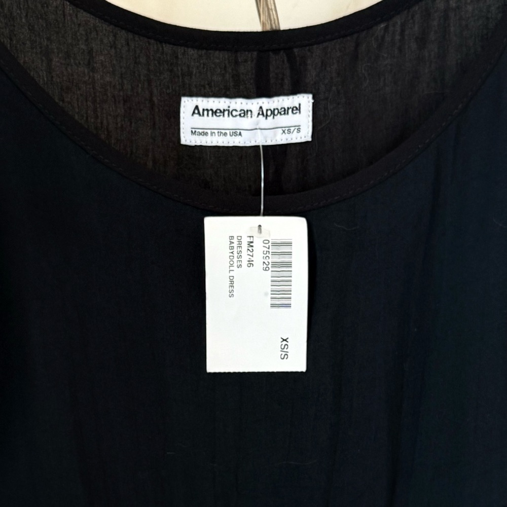 NWT American Apparel Black Thin Strap Babydoll Dress NWT XS/S - Picture 2 of 3